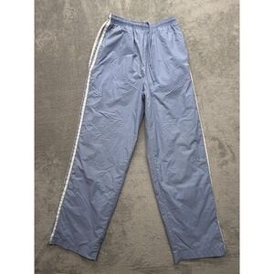 Adidas Pants Mens Large Blue 3 Stripe Track Lined Woven Elastic Waist Athletic